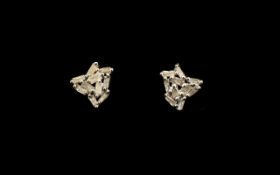 Diamond 'Firework Scatter' Stud Earrings, clusters of baguette cut diamonds in a closely set,