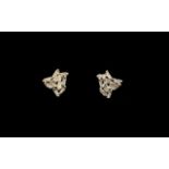 Diamond 'Firework Scatter' Stud Earrings, clusters of baguette cut diamonds in a closely set,