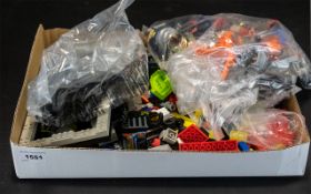 A Collection of Lego - lego in box and plastic bag full.