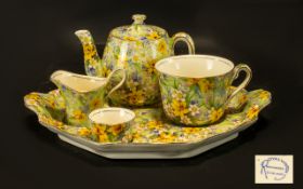 Royal Winton 'Richmond' Part Teaset reg no 18048 (Australia) pretty chintz pattern yellow flowers