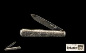 Silver Fruit Knife. Dated for Sheffield 1909, James Deakon and sons, vacant cartouche.