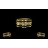 Contemporary Design 3 Banded Attractive and Sapphire Set Dress Ring,