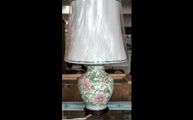 A Contemporary Oriental Ceramic Table Lamp Of baluster form,