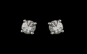 Ladies Fine Pair of 18ct Gold Diamond Set Earrings - Studs. Marked 18ct.