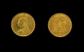 Queen Victoria 22ct Gold Jubilee Head / Shield Back Half Sovereign, London Mint - Date 1887.