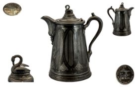 Meriden Britanina Company Mid 19th Century Impressive American Silver / Pewter Double Wall Swan