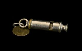 Silvered / Brass 19th / Early 20th Century. Metropolitan Police Whistle with Tag No 138. 3.