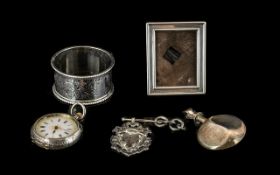 Small Collection of Silver Hallmarked Items to include small picture photo frame, napkin ring,