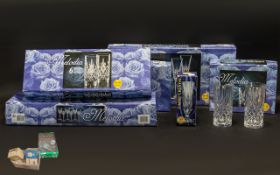 A Large Collection of Mostly Boxed Glassware to include Melodia Capri Crystal 1 bud vase,