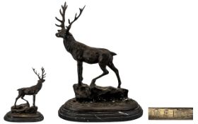 Early 20th Century Large and Impressive Naturalistic Bronze Sculpture of a Large Stag - Standing on