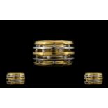 18ct Two Tone Gold Attractive Contemporary Design Diamond Set Band Ring.