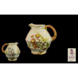Royal Worcester Hand Painted Naturalistic Floral Decorated Jug of Excellent Form with Naturalistic