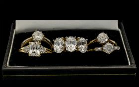 A Very Good Collection of Modern 9ct Gold CZ Set Dress Rings ( 5 ) Five In Total.