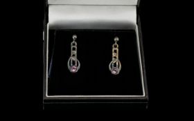 After Charles Rennie Mackintosh Silver And Crystal Set Drop Earrings Each fully hallmarked 925 for