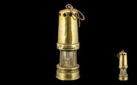 Early British Brass Miners Lamp with Rotating Base.