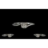 9ct White Gold - Attractive and Contemporary Diamond Set Cluster Ring - Flower head Setting.