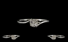 9ct White Gold - Attractive and Contemporary Diamond Set Cluster Ring - Flower head Setting.