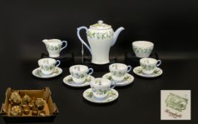 Shelley China Part Coffee Set 'Hairbell' design comprising of coffee pot, milk jug,