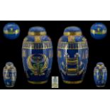 Carlton Ware - W & R - Superb Pair of Lidded Hand Painted Temple Jars / Vases,