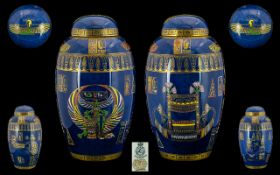 Carlton Ware - W & R - Superb Pair of Lidded Hand Painted Temple Jars / Vases,