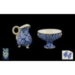 Royal Worcester - 19th Century Fine Quality Pair of Early Blue and White Floral Chintz Pattern Milk