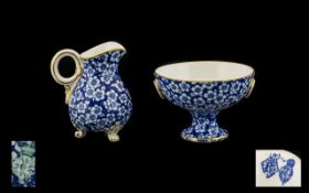 Royal Worcester - 19th Century Fine Quality Pair of Early Blue and White Floral Chintz Pattern Milk