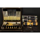 Wooden Box of Cutlery & Gentleman's Travel Set.