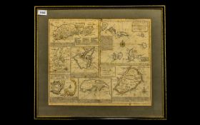 Antique Print of African Islands + the Mediterranean - by Eman Bowen. 14 x 16 inches.