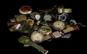 Collection of Pocket Watches and Wrist Watches as found condition. Please see photographs.