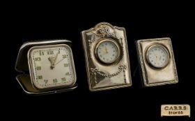 A Small Collection of Sterling Silver Framed - Small Desk Clocks In As New Condition ( 2 ) Hallmark