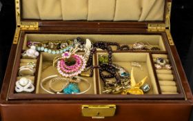 Vintage Costume Jewellery Collection in a Leatherette Jewellery Box.