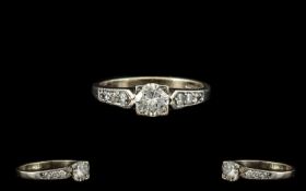 18ct White Gold Superb Quality Diamond Set Dress Ring. Marked 750 - 18ct. The Central Brilliant
