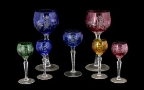 Collection of Venetian Glasses comprising two large wine glasses,