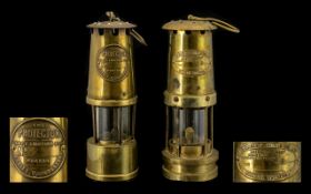 Thomas and Williams Early Brass Welsh Miners Lamp, Maker Aberdare Cambrian Type Under B.