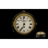 James Whittle Blackburn Key-wind Cast Iron and Brass Ships Clock. 7.5 Inches - 18.75 cm Diameter.