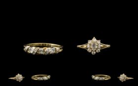 Ladies Pair of Attractive 9ct Gold Dress Rings Set with CZ's.