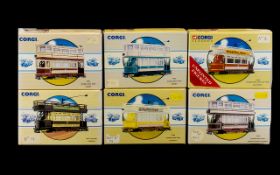 Classic Public Transport Corgi Diecast Models - Six in total includes double deck tram,