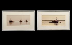 Pair of Signed Prints by P Lawrence both depicting Lytham Shrimping Boats. Both signed in pencil