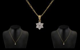 9ct GOLD NECKLACE AND CZ 9CT PENDANT. Lovely 9ct pendant suspended on elegant 9ct chain, chain 18