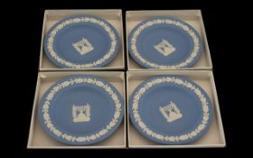 A Collection of Four Wedgwood Menorah Round Tray. All pale blue and in original boxes.