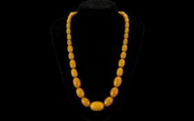 1920's - Butterscotch Amber Graduated Beaded Necklace of Excellent Colour.