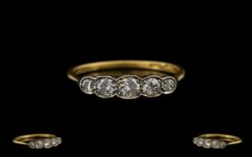 18ct Gold and Platinum 5 Stone Diamond Set Ring,