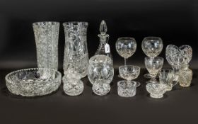 Collection of Crystal Glassware to include an elegant decanter with stopper,