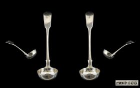 Scottish 19th Century Pair of Fine Quality Sauce Ladles with Deep Bowls. Hallmark Glasgow 1868,