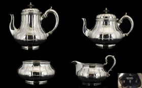 Garrards Of London Victorian Period Superb Quality Solid Silver Four Piece Tea Service Of Excellent