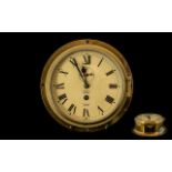 Sestrel Key-wind Ships Brass Clock with Secondary Dial, Made For Olsen. S. Grimbsby, English Made.