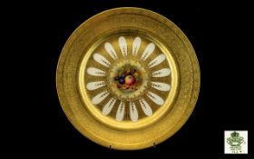 Aynsley - Superb Quality 24ct Acid Gold Baroque Cabinet Plate,