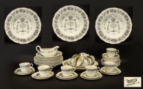 Royal Cauldon Grindley Passover Dinner Ware black litho design. 94) pieces in total.