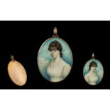 English School Superb Portrait Miniature on Ivory, Within a Gold Mounted Oval Frame,