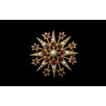 Antique Superb Quality 9ct Gold Star Burst Designed Brooch,